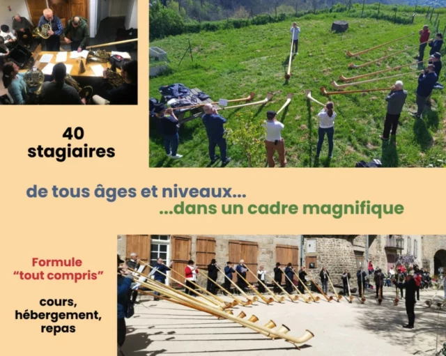 🎶✏️A vos agendas !
📅 Quand ?
Stage de cor des Alpes => du jeudi 10 au dimanche 13 avril 2025
Stage de cor des Alpes & cor d'harmonie => du vendredi 11 au vendredi 18 avril 2025
📍Où ? Toujours à Chalencon !
🎟 Comment ? Combien ? etc...
On finalise à la logistique et on vous donne plus de détails très très vite 😊

@alexandrejous 
@sombreteric 

#stagecordesalpes #alphornmasterclass #chalencon #ardeche #cordesalpes #alphorn #sonneurs #instrumentmaker #instrumentmaking #factureinstrumentale